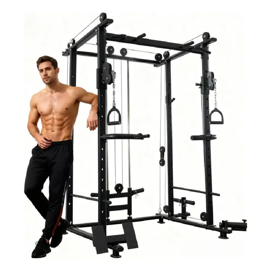 Multifunction Smith Machine Power Cage Cable Crossover Home Gym Fitness Equipment