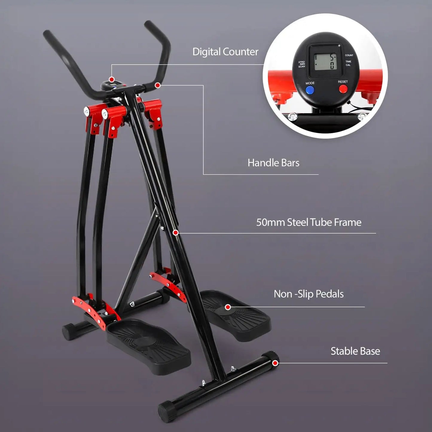 Air Walker Exercise Machine Indoor Glider Elliptical Trainer with LCD Display Home Gym Fitness Equipment for Full Body Workout W