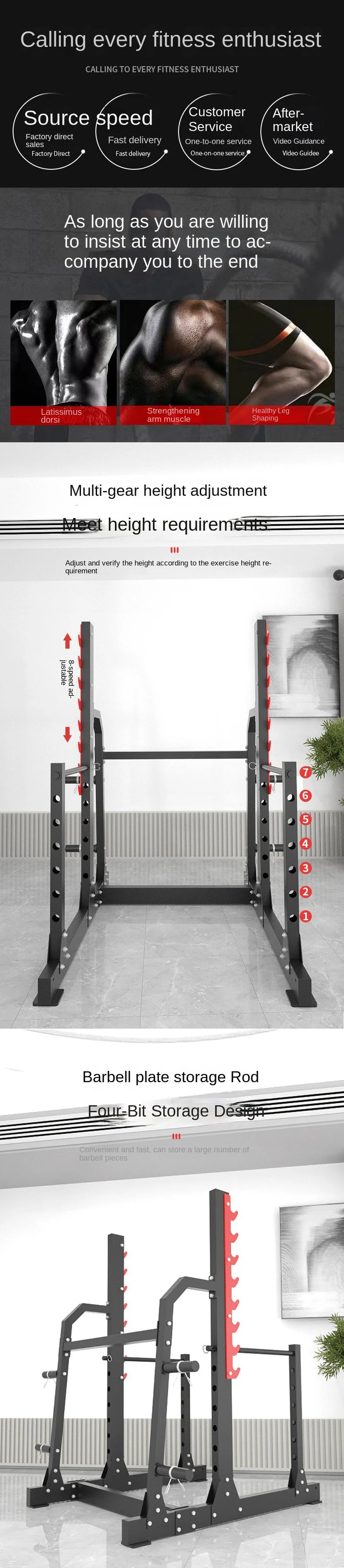 Commercial Half Rack Squat Stand, Professional Heavy Duty Barbell Bench Press Rack, Home & Gym Power Cage for Strength Training