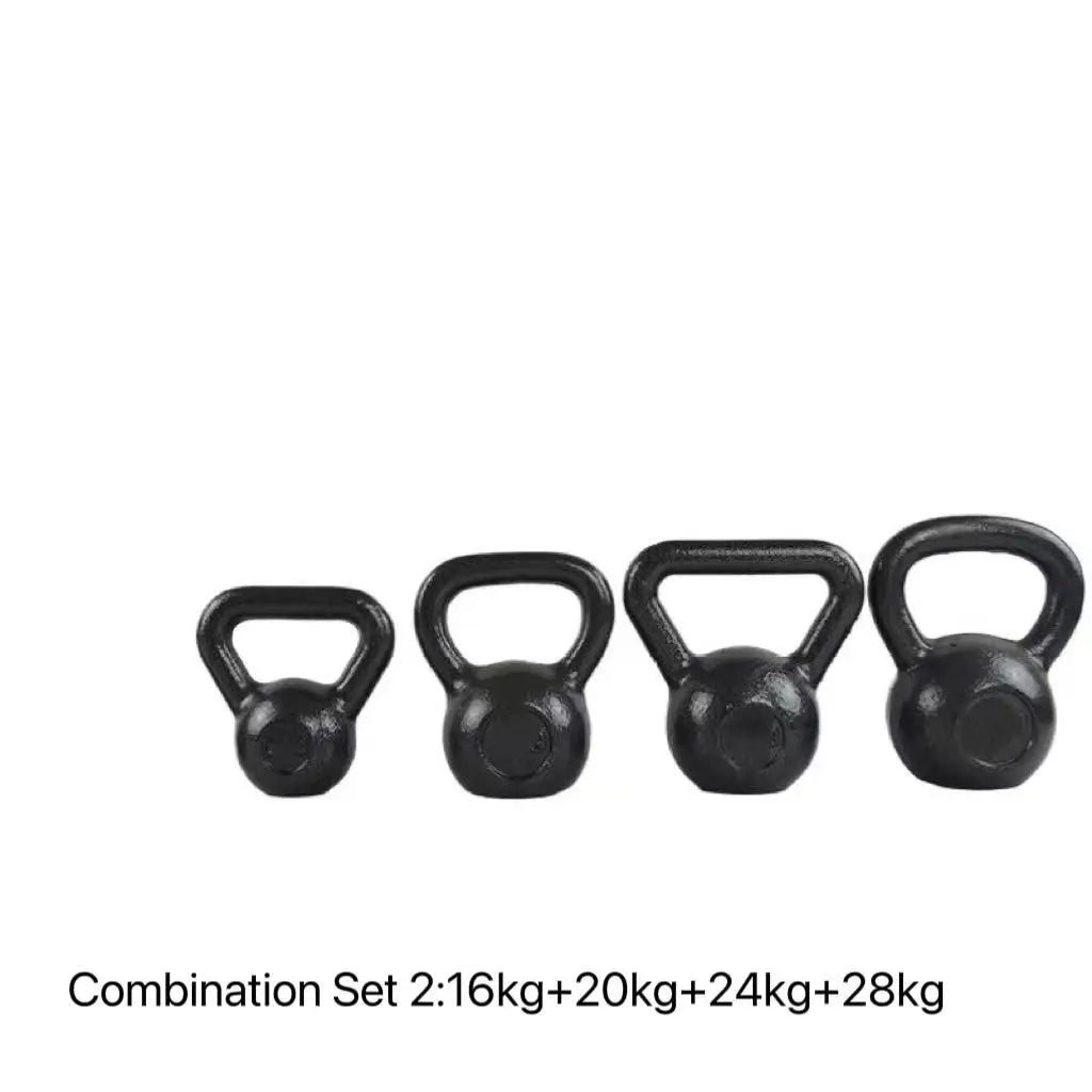 Black Coated Cast Iron Kettlebell Set 12kg 16kg 24kg 32kg Strength Training Weightlifting Home Gym Workout Equipment