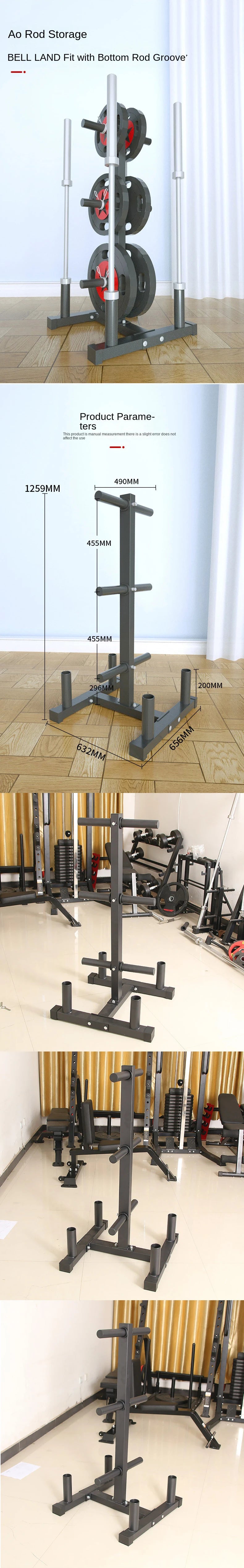 Weight Plate & Barbell Storage Rack, Multi-Function Gym Organizer Stand with Bar Holders and Plate Pegs, Heavy Duty Stee