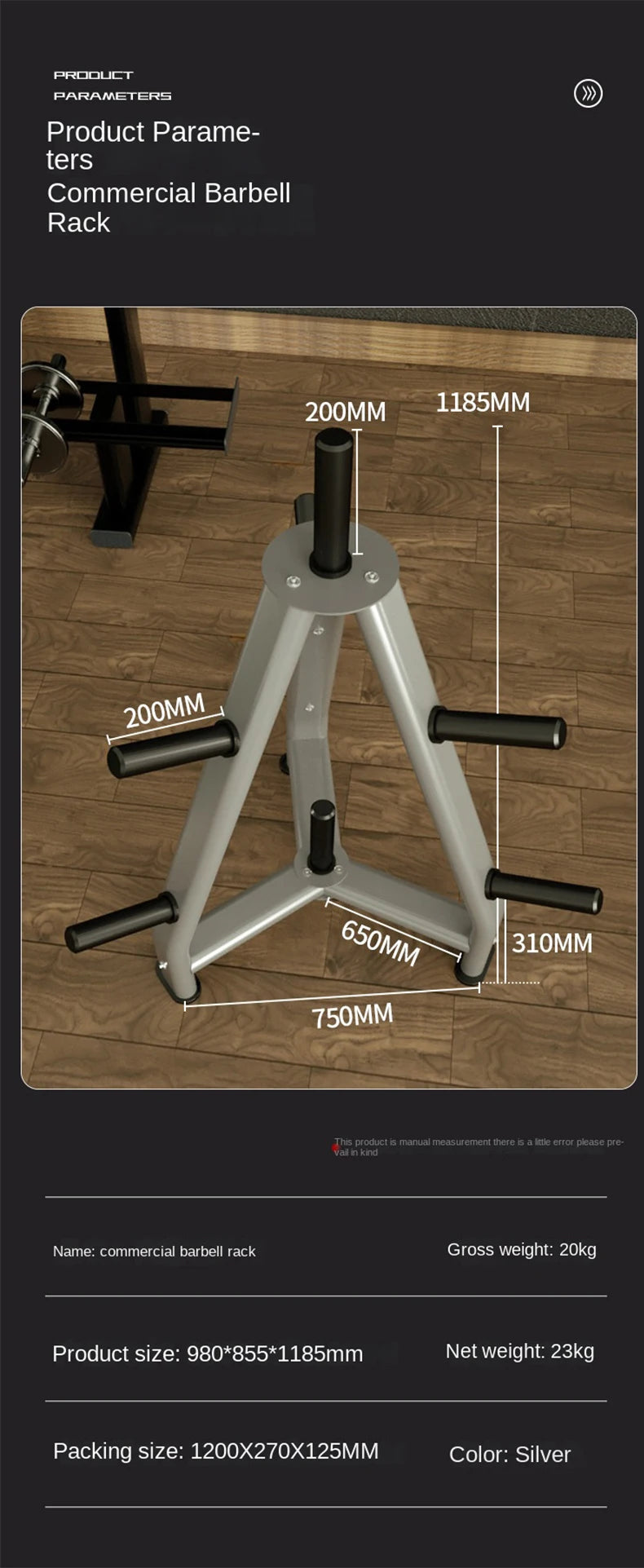 Commercial Weight Plate Tree Rack, Barbell Plate Storage Holder for Home Gym, Heavy Duty Steel Organizer for Fitness Equipment