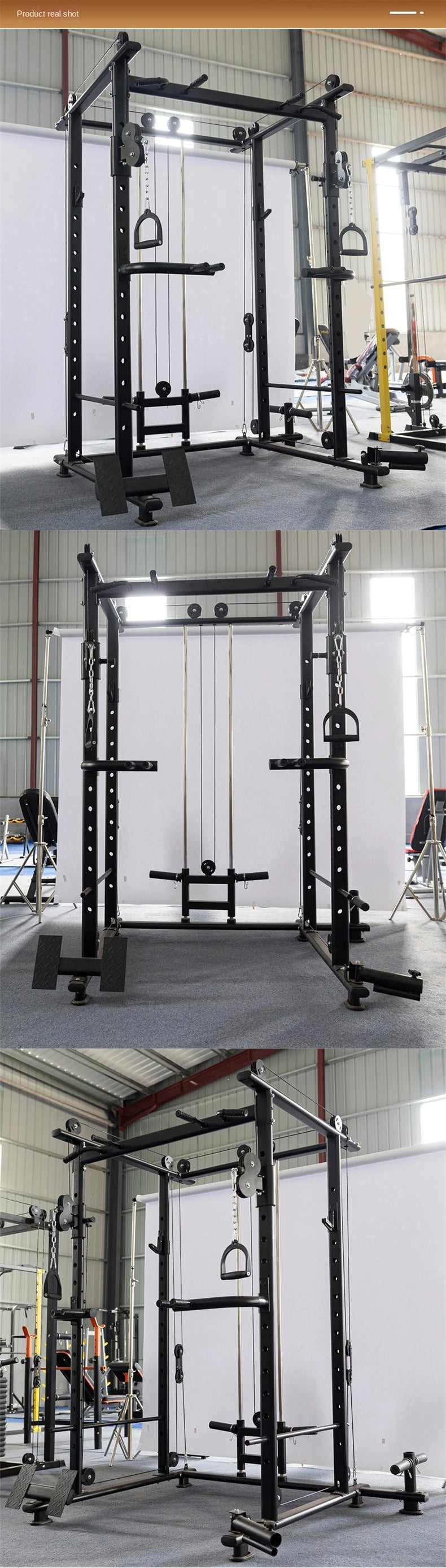 Multifunction Smith Machine Power Cage Cable Crossover Home Gym Fitness Equipment