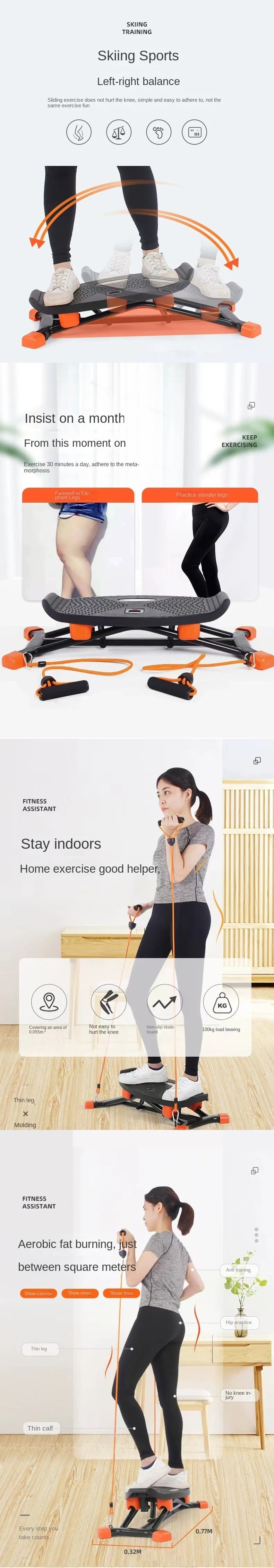 Multi-Functional Step Aerobic Platform with Resistance Bands, Home Gym Fitness Step Board for Full Body Workout, Adjustable Exer