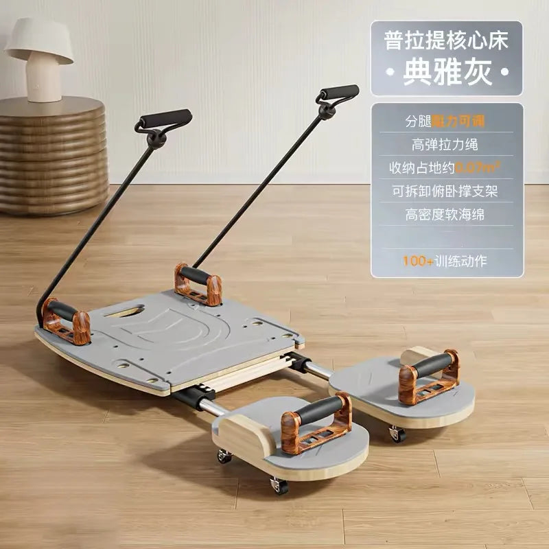 Core Training Ab Roller Machine with Sliding Plates & Resistance Handles, Multifunctional Home Gym Equipment for Abdominal, Glut
