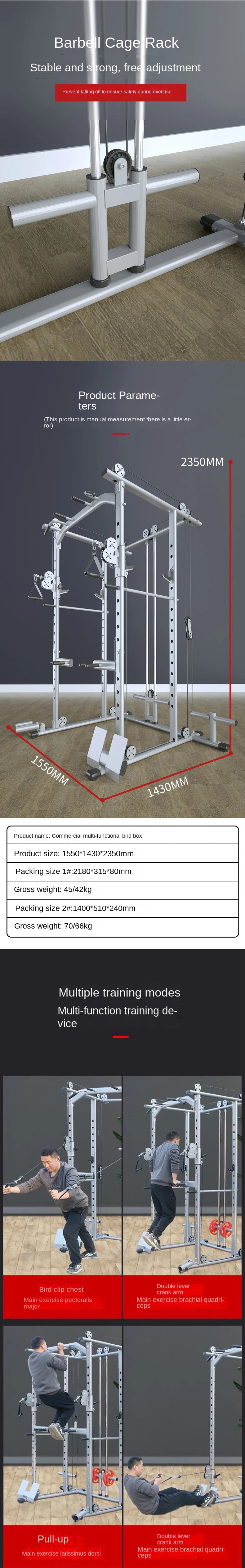 Commercial Grade Smith Machine Power Cage, All-in-One Home Gym Equipment with Cable System, Squat Rack & Weightlifting Station f