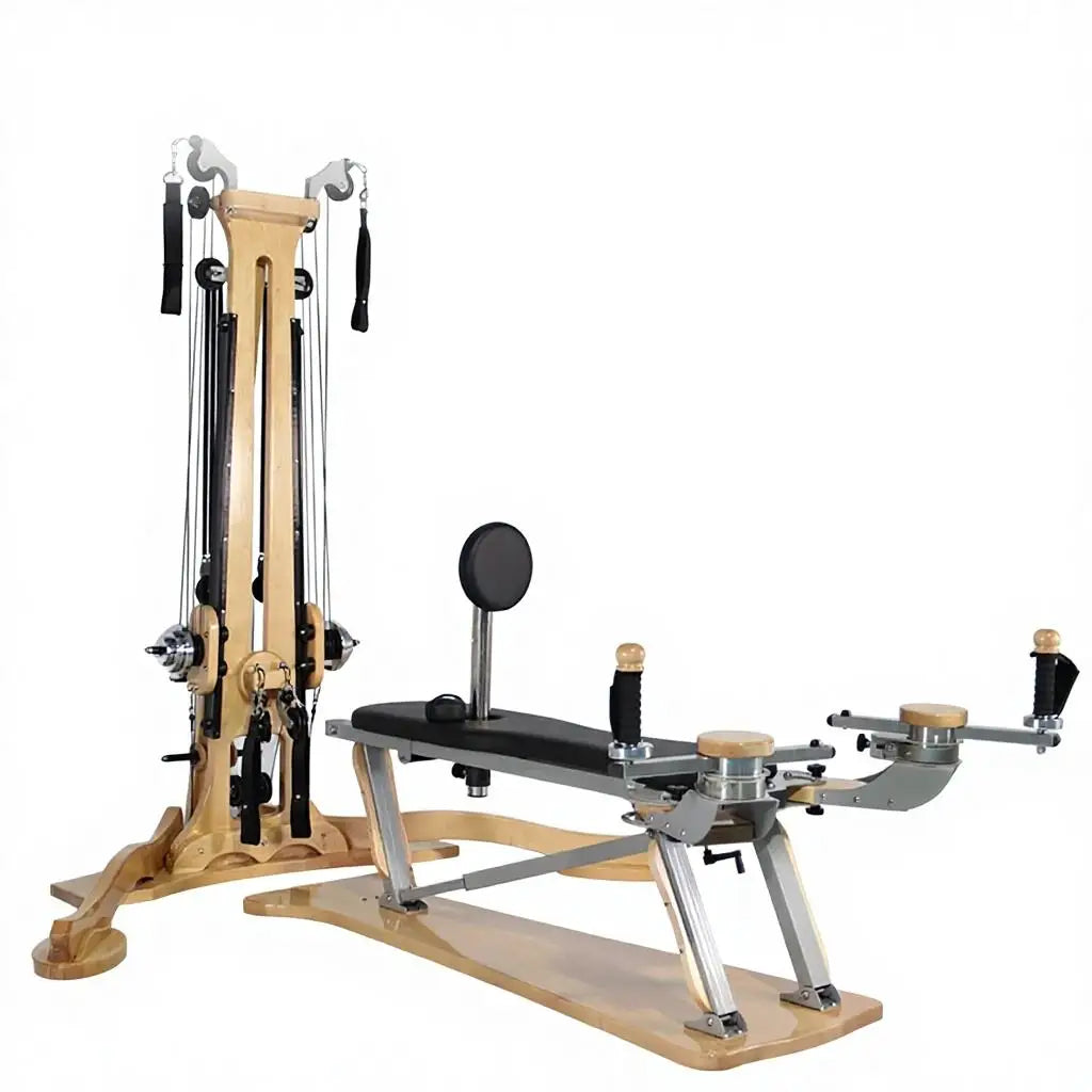Wooden Pilates Reformer with Tower Gym Equipment for Yoga Studio Home Core Training Fitness Machine