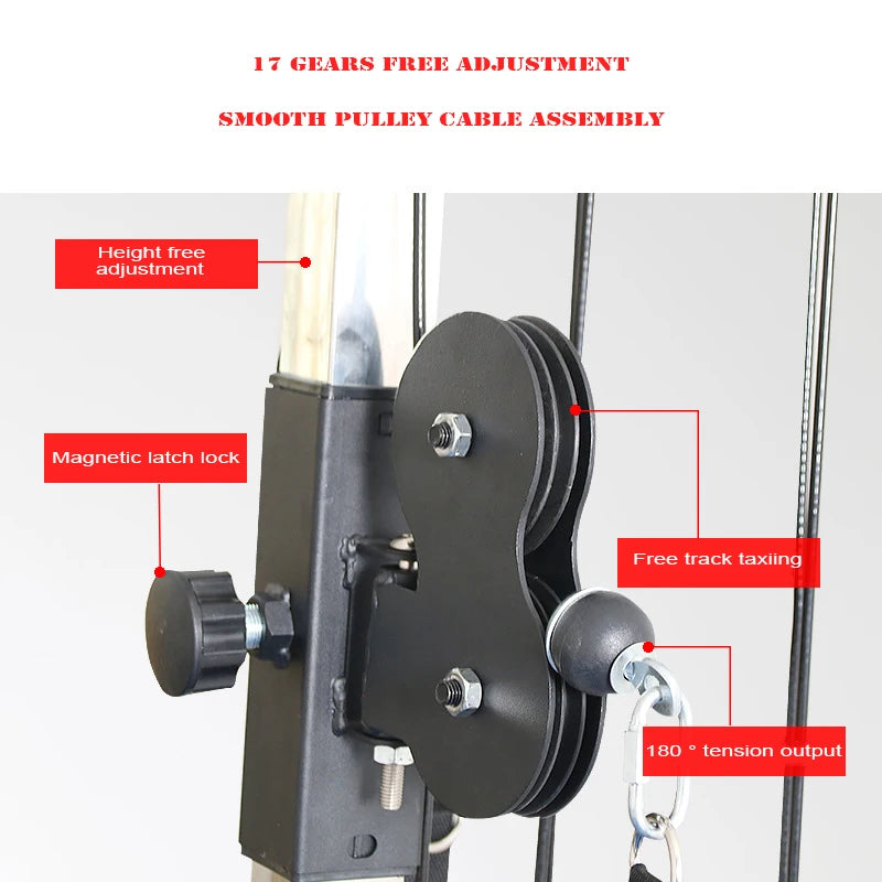 Wall Mounted Cable Pulley Machine Home Gym Lat Pulldown Low Row Arm Strength Training System
