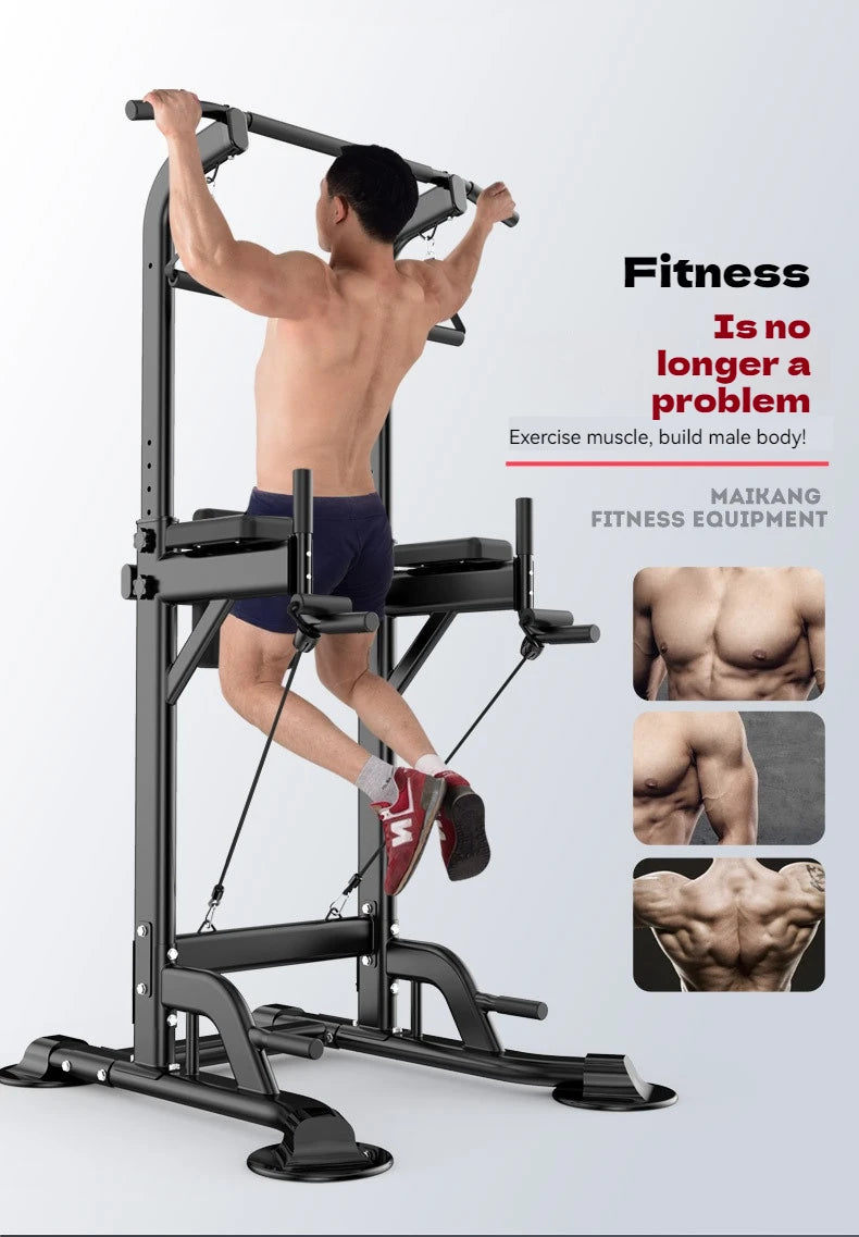 Multifunctional Free Standing Pull Up Bar Station, Space-Saving Power Tower for Home Gym, for Adults & Kids Strength Training