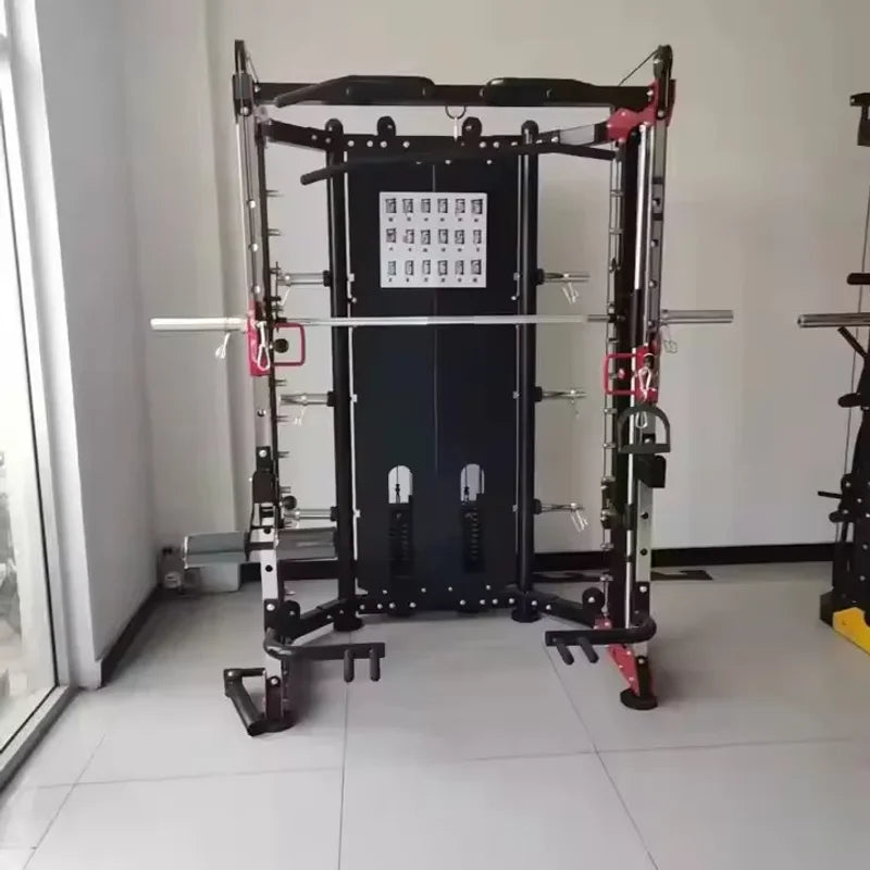Multifunctional Commercial Smith Machine Power Rack Squat Cage Full Body Workout Gym Trainer Pin Loaded Fitness Equipment for Ho