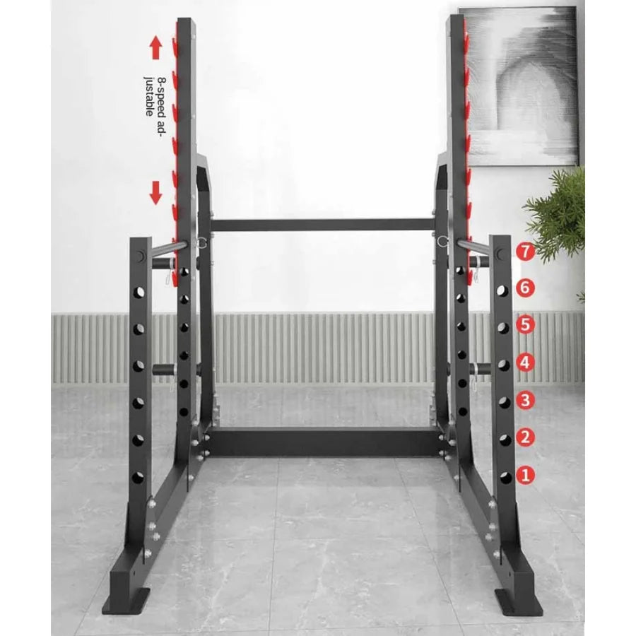 Commercial Half Rack Squat Stand, Professional Heavy Duty Barbell Bench Press Rack, Home & Gym Power Cage for Strength Training