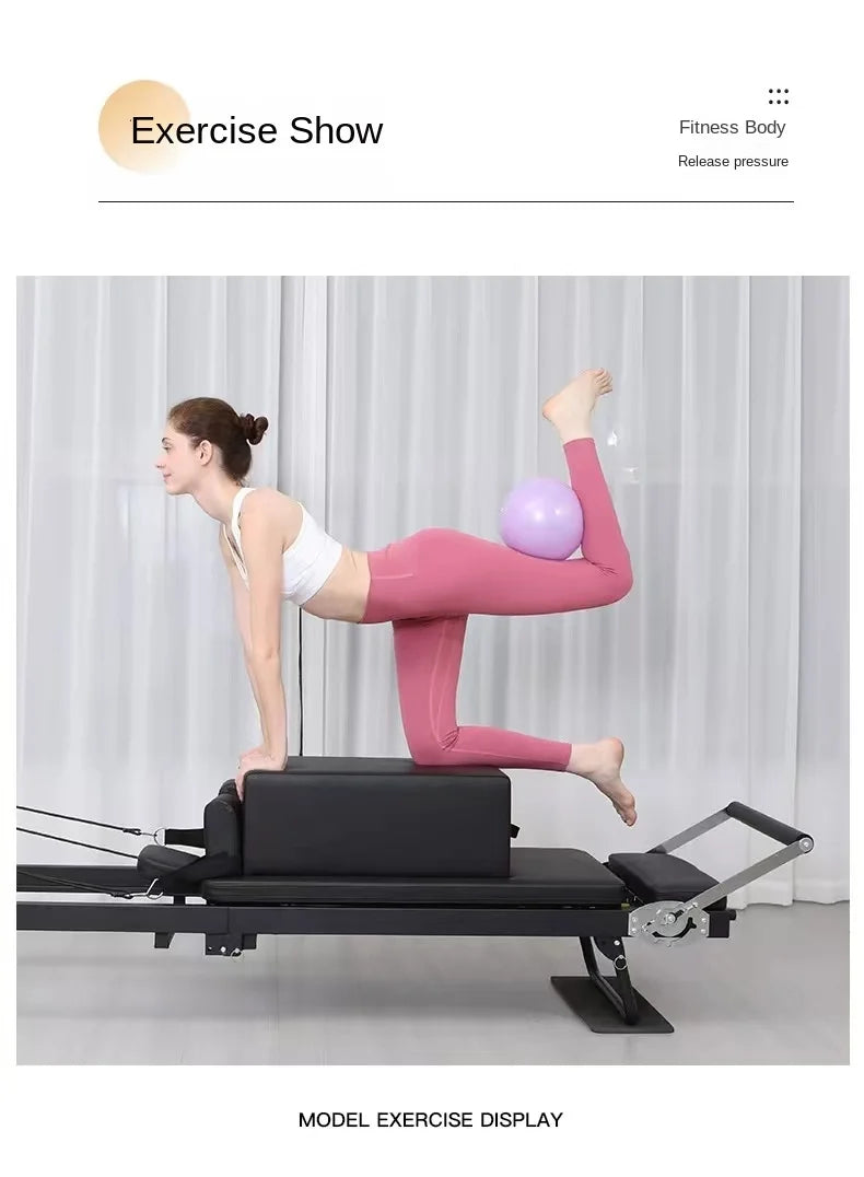 Foldable Pilates Reformer Machine, Professional Pilates Core Bed for Home Gym, 150kg Capacity Yoga Fitness Equipment