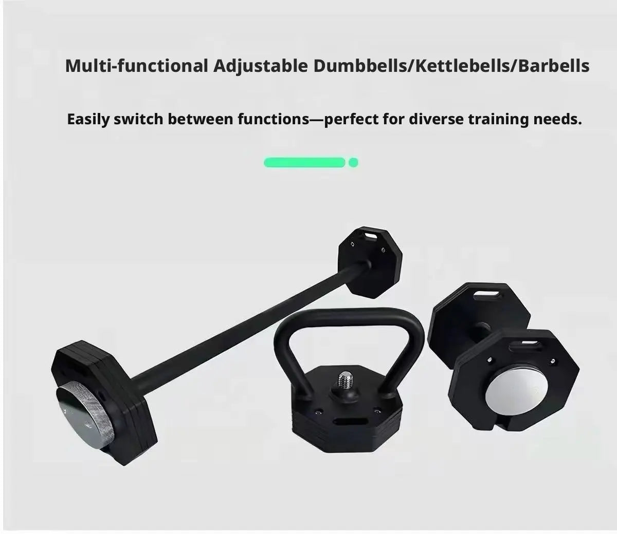 Single octagonal 1kg incrementing all-steel detachable dumbbell, adjustable, space-saving.
