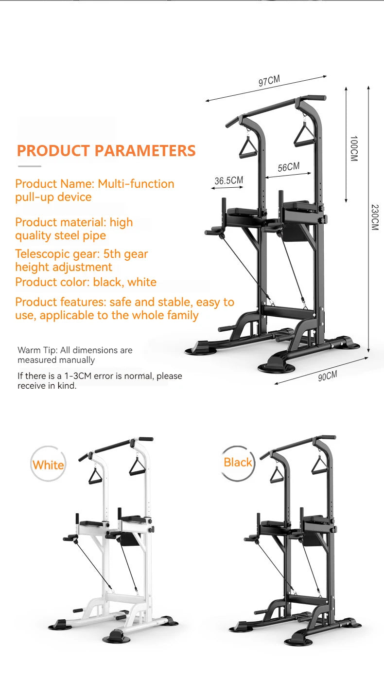 Multifunctional Free Standing Pull Up Bar Station, Space-Saving Power Tower for Home Gym, for Adults & Kids Strength Training
