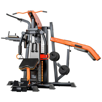 Heavy Duty 3 Station Functional Trainer Power Rack Cable Crossover Squat Rack Gym Machine