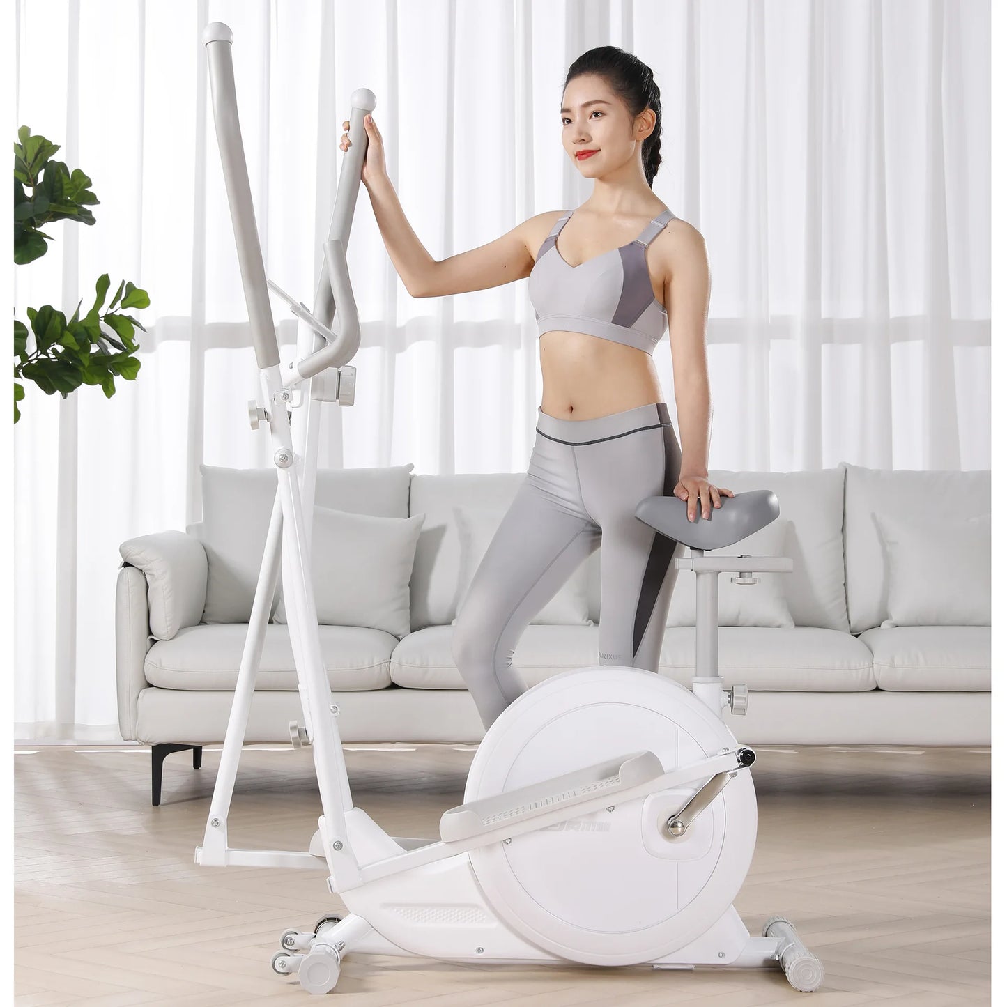 Home Use Elliptical Machine with LCD Monitor, Compact Magnetic Cross Trainer for Cardio Fitness Training