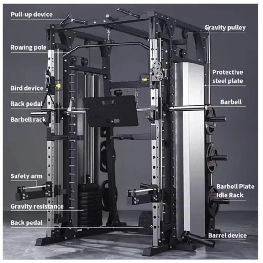 Smith Machine Power Rack Multifunctional Squat Rack Cable Crossover Integrated Comprehensive Home Gym Fitness Equipment
