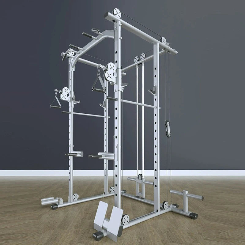 Commercial Grade Smith Machine Power Cage, All-in-One Home Gym Equipment with Cable System, Squat Rack & Weightlifting Station f