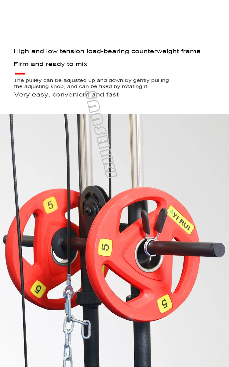 Wall Mounted Cable Pulley Machine Home Gym Lat Pulldown Low Row Arm Strength Training System