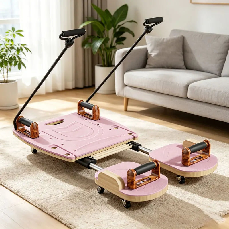 Core Training Ab Roller Machine with Sliding Plates & Resistance Handles, Multifunctional Home Gym Equipment for Abdominal, Glut
