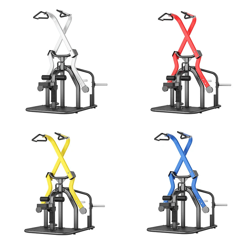 Plate Loaded Lat Pulldown Machine, Cross Pull Back Scissors High Pull Trainer Gym Strength Fitness Equipment