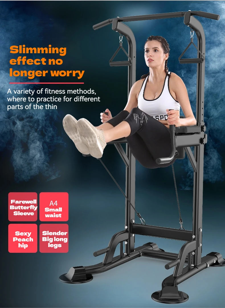 Multifunctional Free Standing Pull Up Bar Station, Space-Saving Power Tower for Home Gym, for Adults & Kids Strength Training
