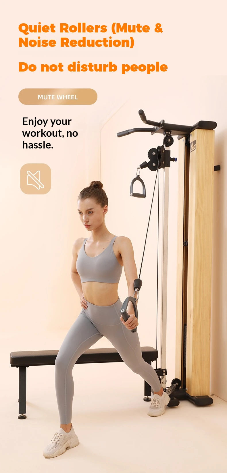 Wall Mounted Cable Pulley Machine with Pull Up Bar, Lat Pulldown Bench, Home Gym Strength Training Equipment