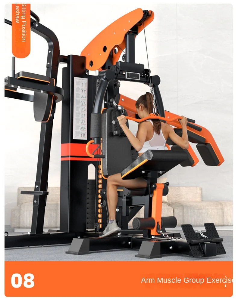 Heavy Duty 3 Station Functional Trainer Power Rack Cable Crossover Squat Rack Gym Machine