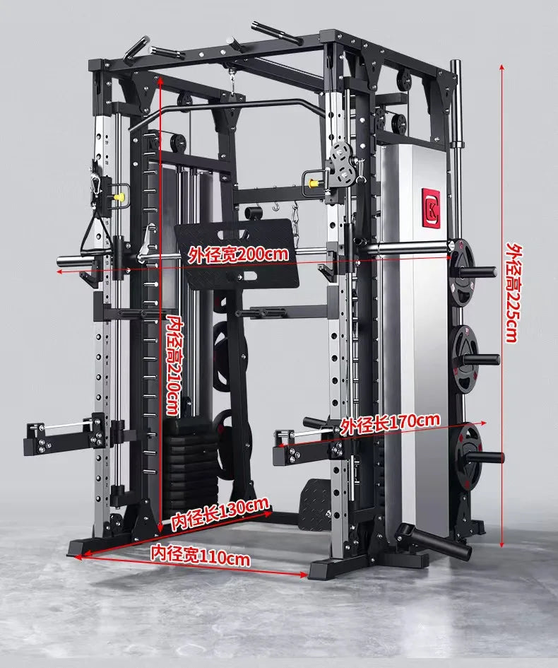 Smith Machine Power Rack Multifunctional Squat Rack Cable Crossover Integrated Comprehensive Home Gym Fitness Equipment