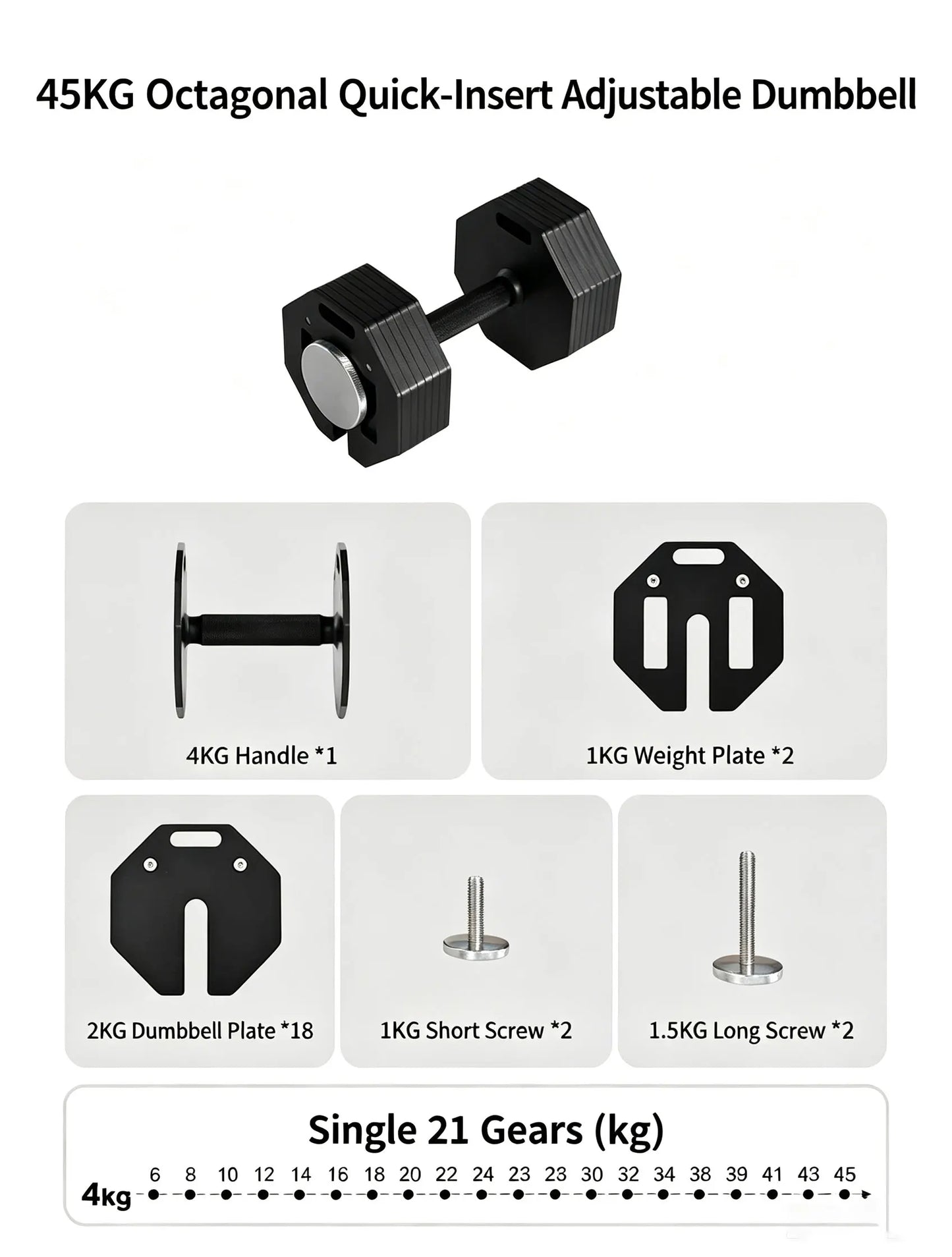 Adjustable Dumbbells, 5-in-1 Free Weight Dumbbell for Men & Women, Fast Adjusting Dumbbell for Home Gym Fitness