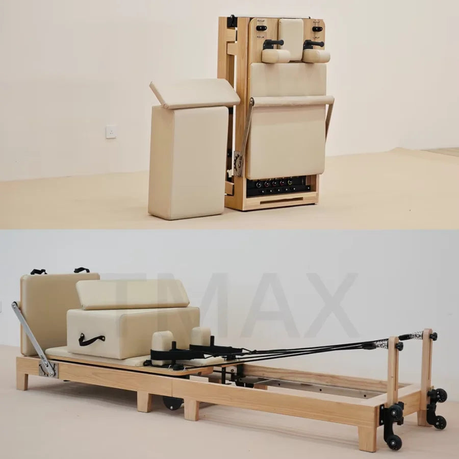 Foldable Pilates Reformer Bed Home Yoga Core Training Bed Large Body Shaping Fitness Equipment