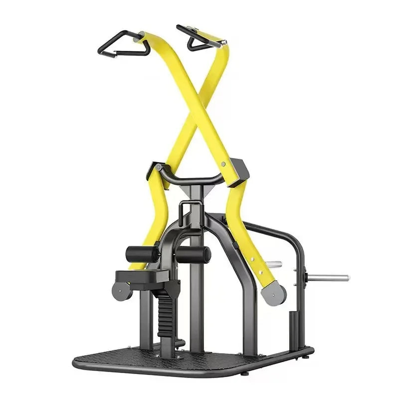 Plate Loaded Lat Pulldown Machine, Cross Pull Back Scissors High Pull Trainer Gym Strength Fitness Equipment