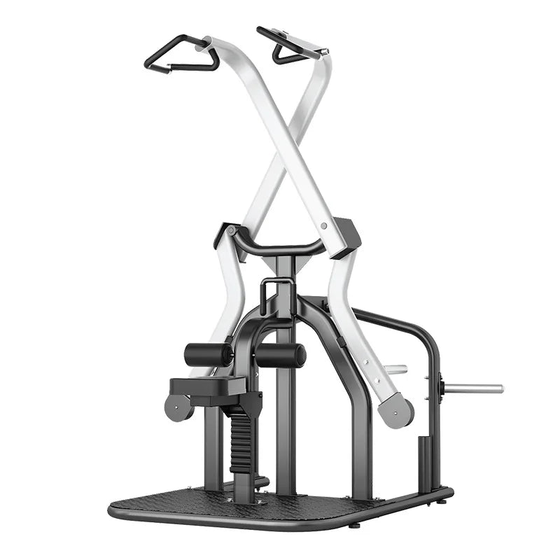 Plate Loaded Lat Pulldown Machine, Cross Pull Back Scissors High Pull Trainer Gym Strength Fitness Equipment