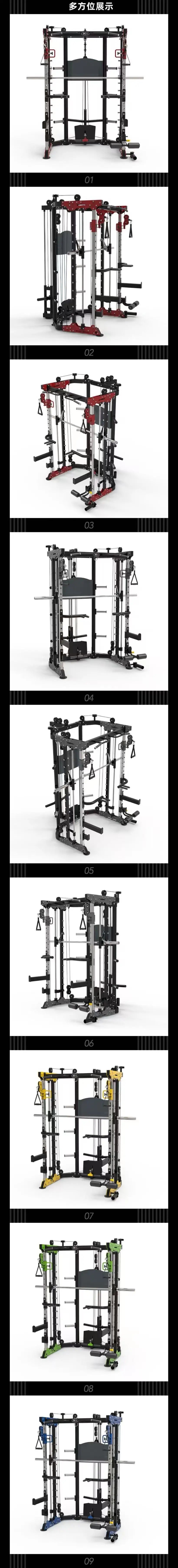 Multifunctional All-in-One Smith Machine Cable Crossover Trainer, Heavy Duty Full Body Strength Training Gym Equipment with Weig