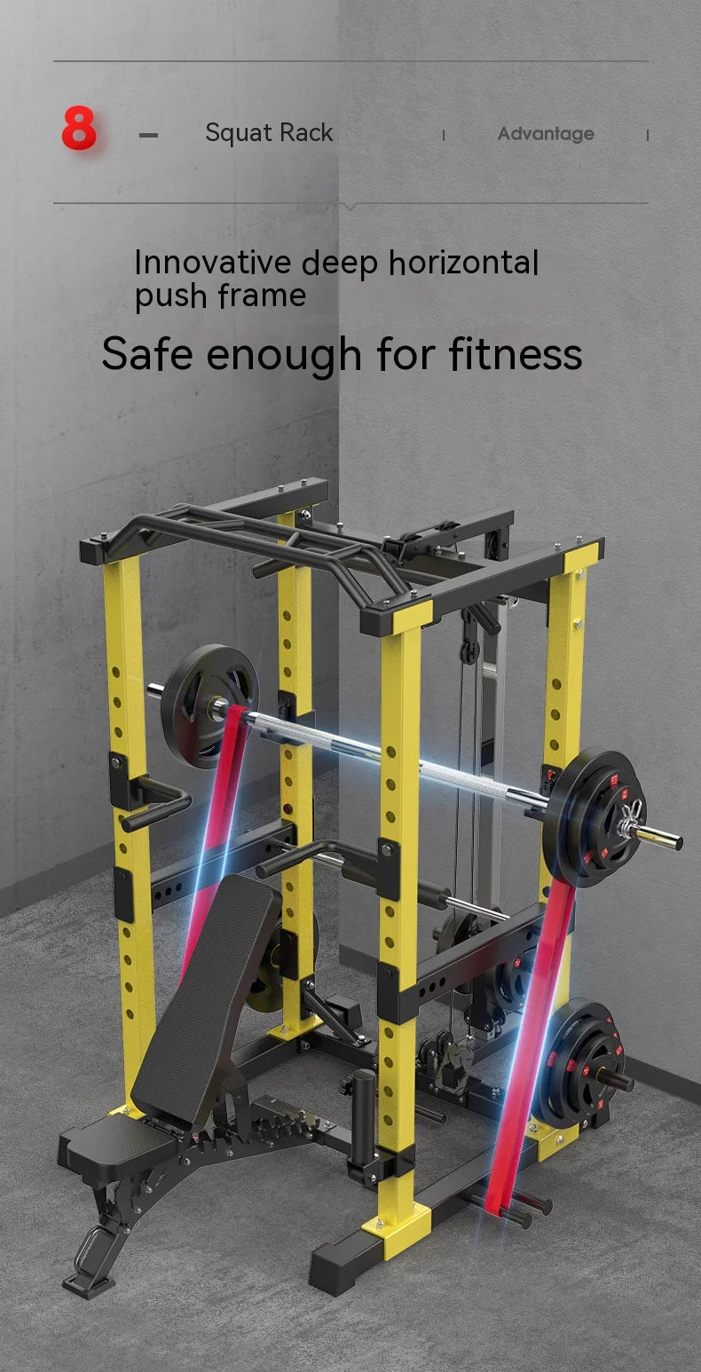 Multifunctional Power Rack with Lat Pulldown - Commercial Grade Home Gym Squat Cage for Weightlifting, Bench Press & Strength Tr