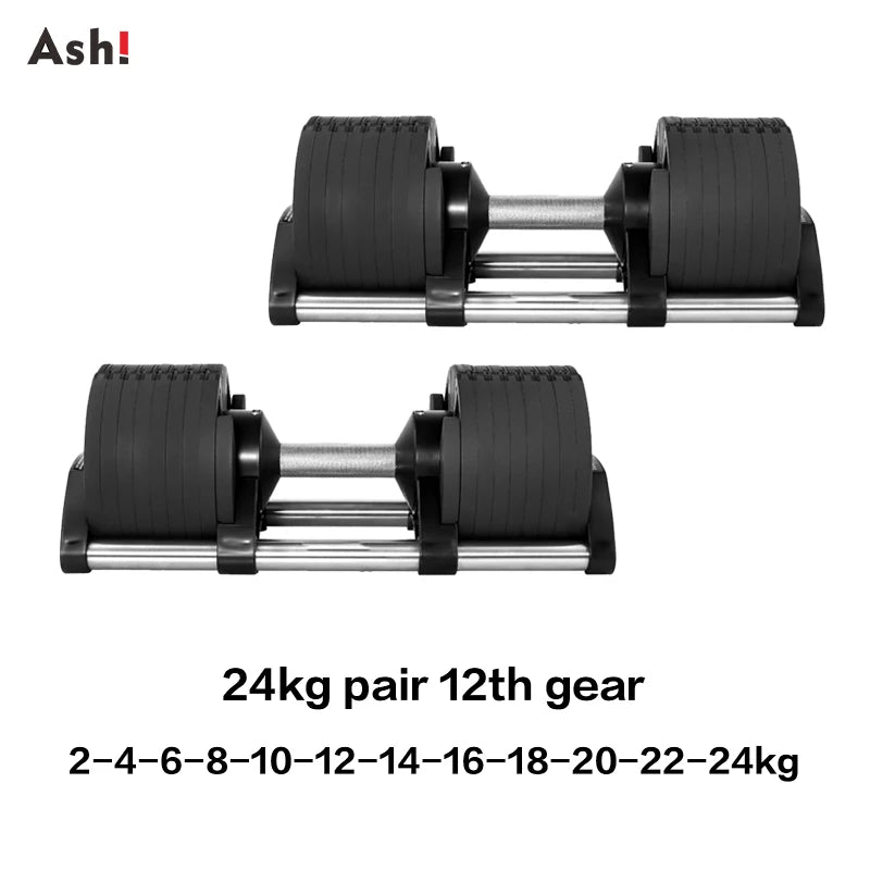 Adjustable Dumbbell Pair 2kg(5lb) or 4kg(9lb) Increase Max 50kg(110lb) Home Gym Weight Set