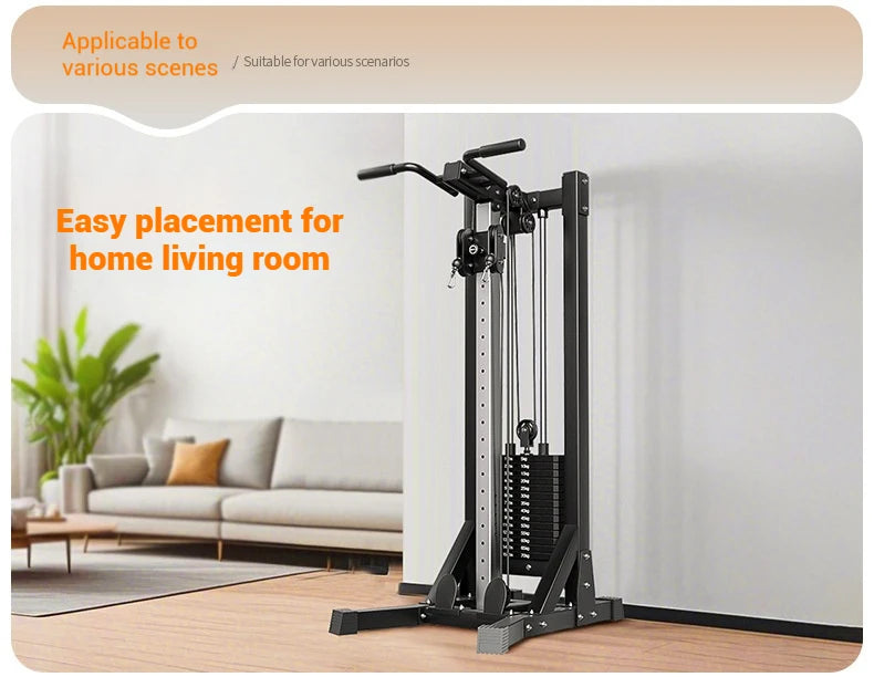 Compact Home Gym Cable Machine with Weight Stack Pull Up Bar Foldable Chest Fly Arm Lat Pulldown Strength Training Equipment