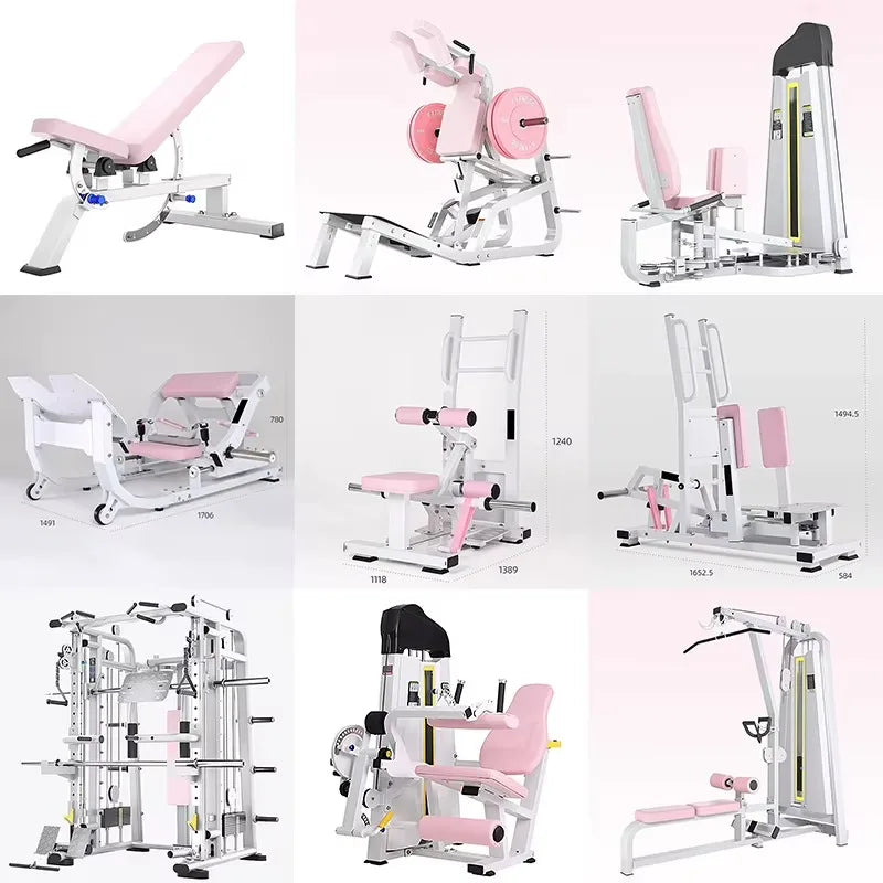 Women Body Shaping Gym Equipment Combo | Hack Squat, Hip Thrust, Leg Abductor Adductor, Lat Pulldown Trainer