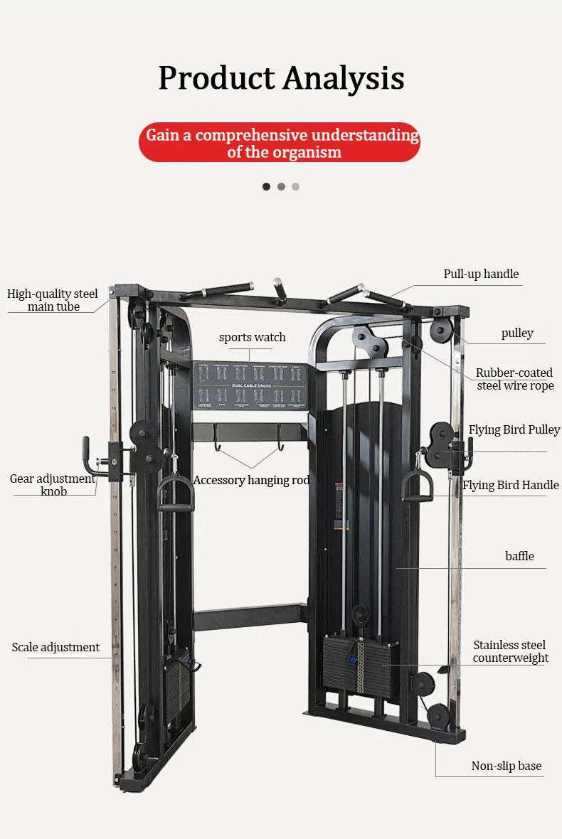 Commercial Dual Cable Crossover Machine Functional Trainer Home Gym Fitness Equipment For Full Body Workout