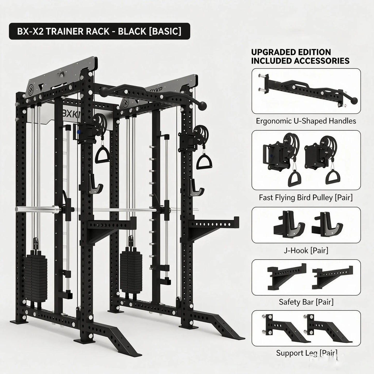 Pin Loaded Smith Machine Multi Function Squat Rack Commercial Home Gym Strength Training Equipment with Cable System & Pec Fly