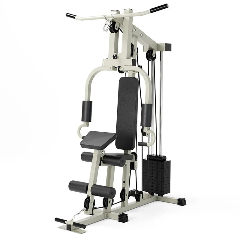 Multi-Function Home Gym Station, Single Station Full Body Workout Machine with Weight Stack, Strength Training Equipment for Che