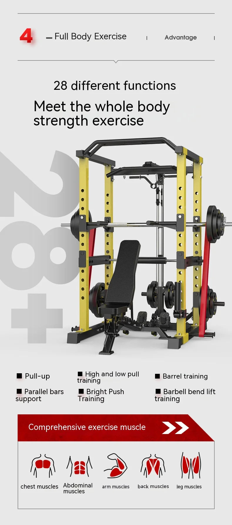 Multifunctional Power Rack with Lat Pulldown - Commercial Grade Home Gym Squat Cage for Weightlifting, Bench Press & Strength Tr