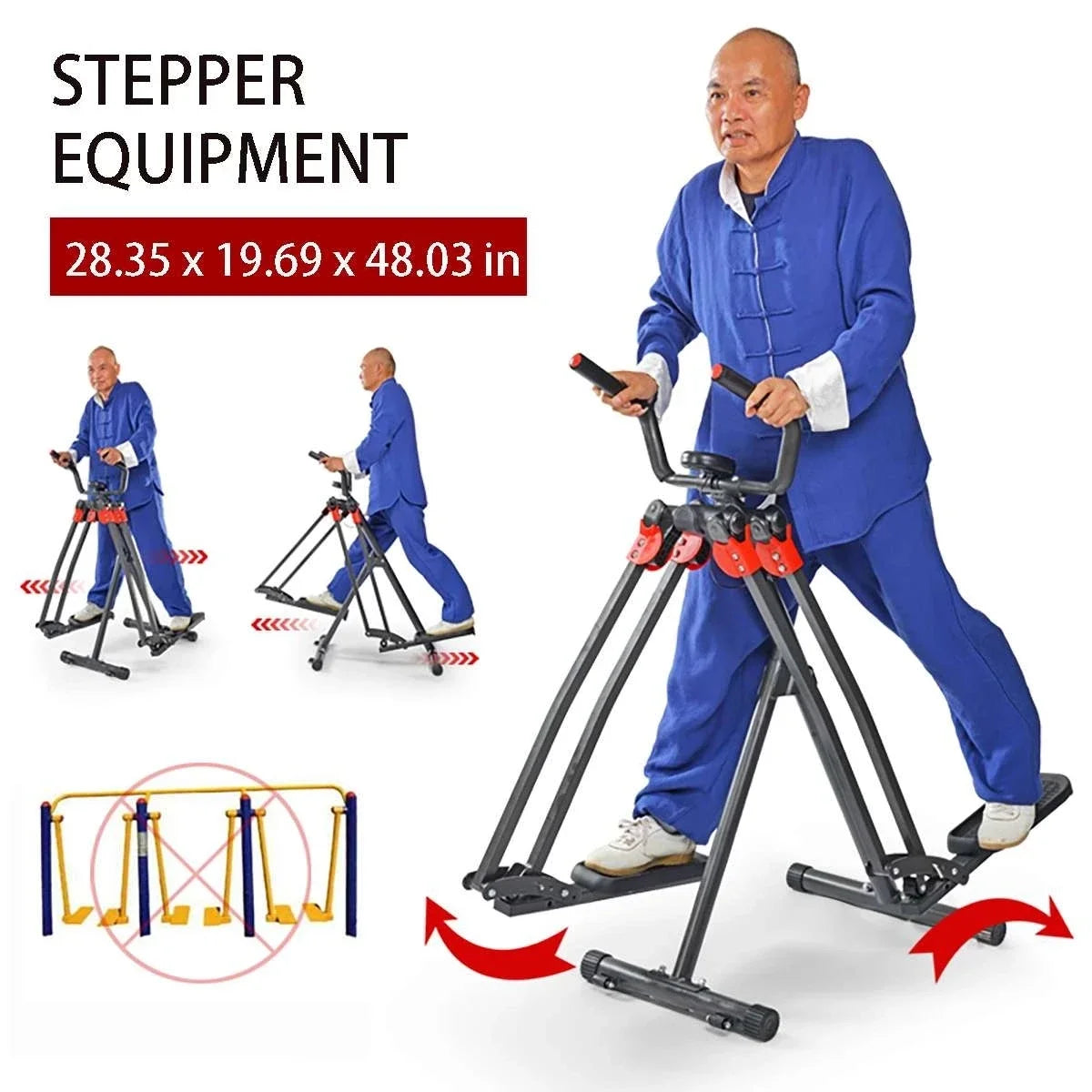 Air Walker Exercise Machine Indoor Glider Elliptical Trainer with LCD Display Home Gym Fitness Equipment for Full Body Workout W