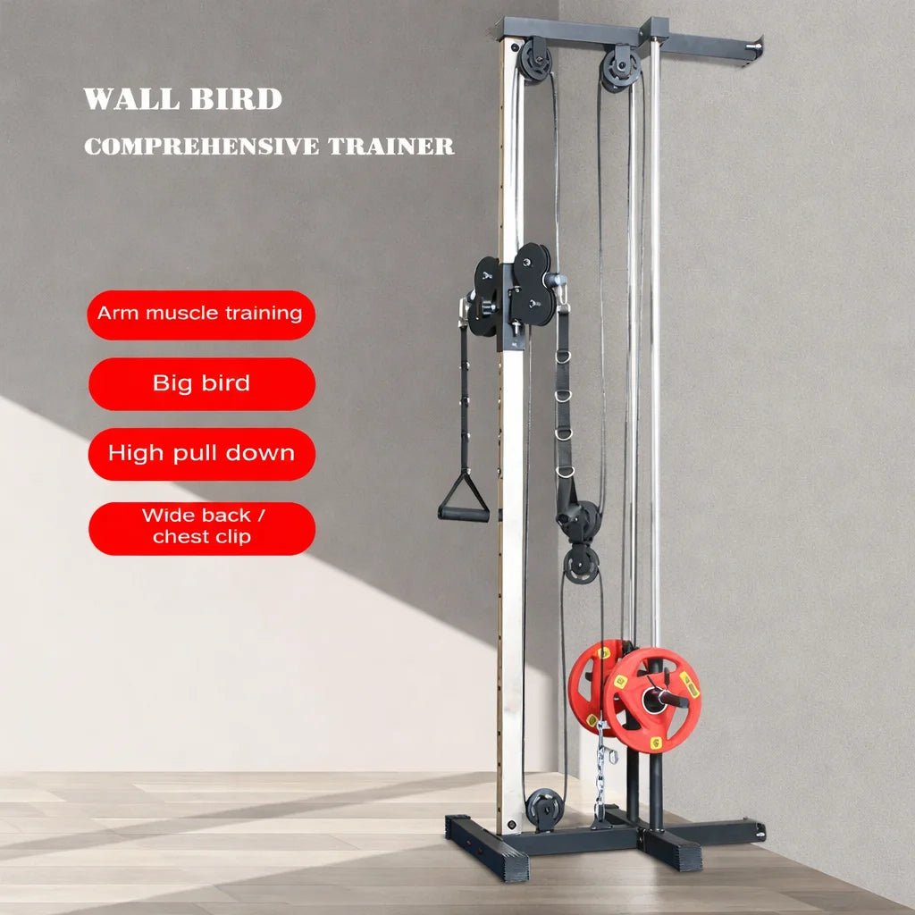 Wall Mounted Cable Pulley Machine Home Gym Lat Pulldown Low Row Arm Strength Training System