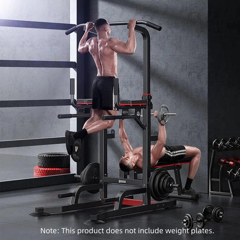 All-in-One Home Gym Power Tower with Weight Bench, Dip Bars & Pull Up Bar for Push-ups, Dips, Pull-ups, Leg Raises