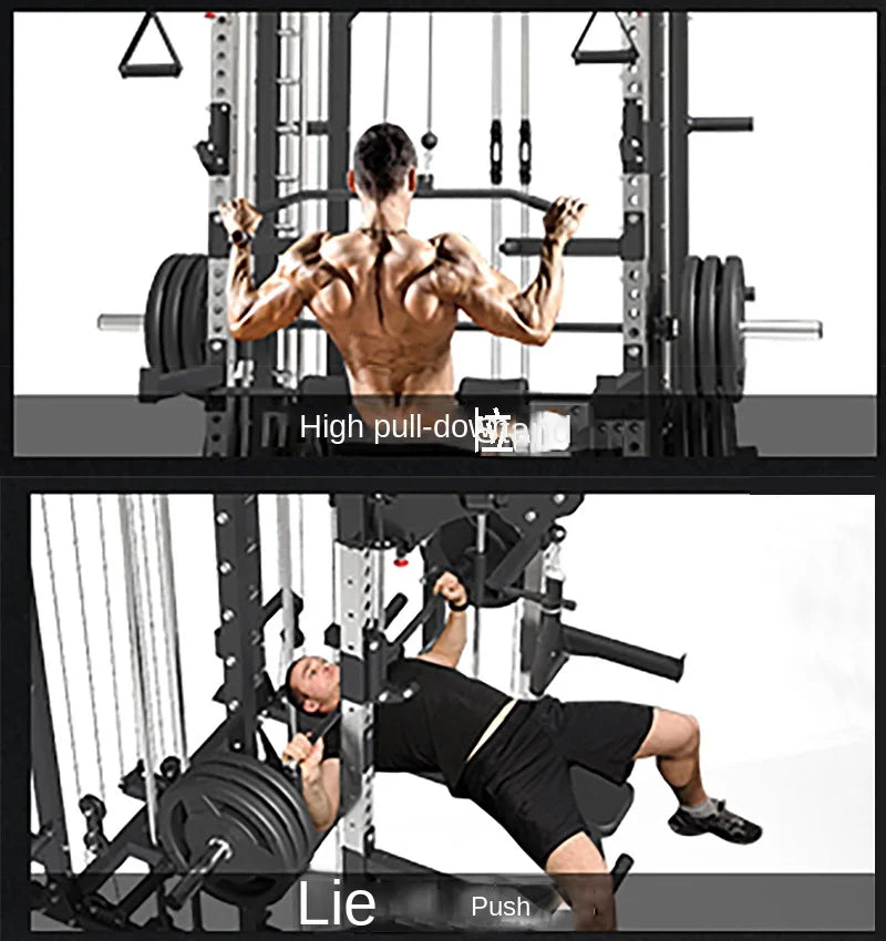 Multi-Function Smith Machine Home Gym Smith Rack Cable Crossover Fly Station Squat Bench Press Weight Lifting Fitness Equipment