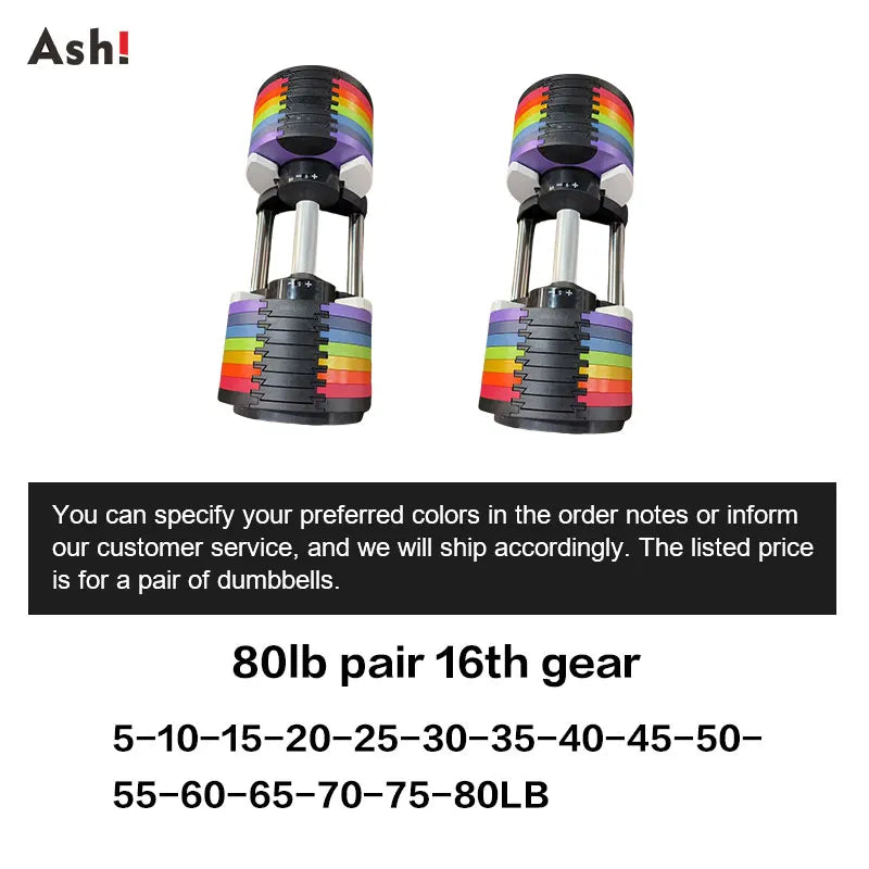 Adjustable Dumbbell Pair 2kg(5lb) or 4kg(9lb) Increase Max 50kg(110lb) Home Gym Weight Set