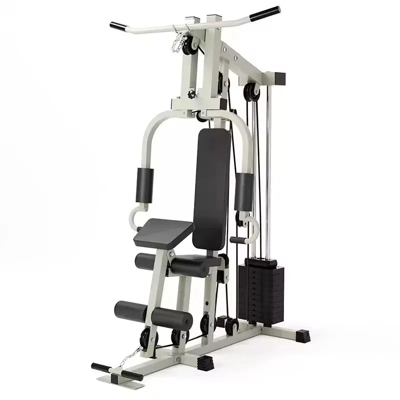 Multi-Function Home Gym Station, Single Station Full Body Workout Machine with Weight Stack, Strength Training Equipment for Che