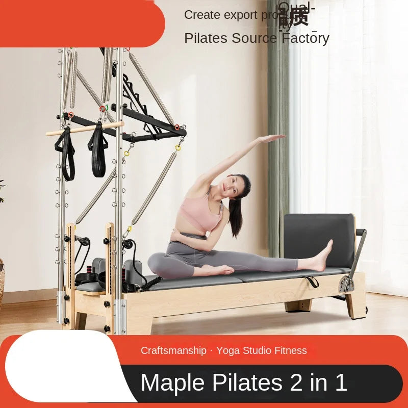 Large Fitness Workout Bench Cadillac Wooden Pilates Yoga Training Body Shaper 5-in-1 Pilates Reformer Complete Set