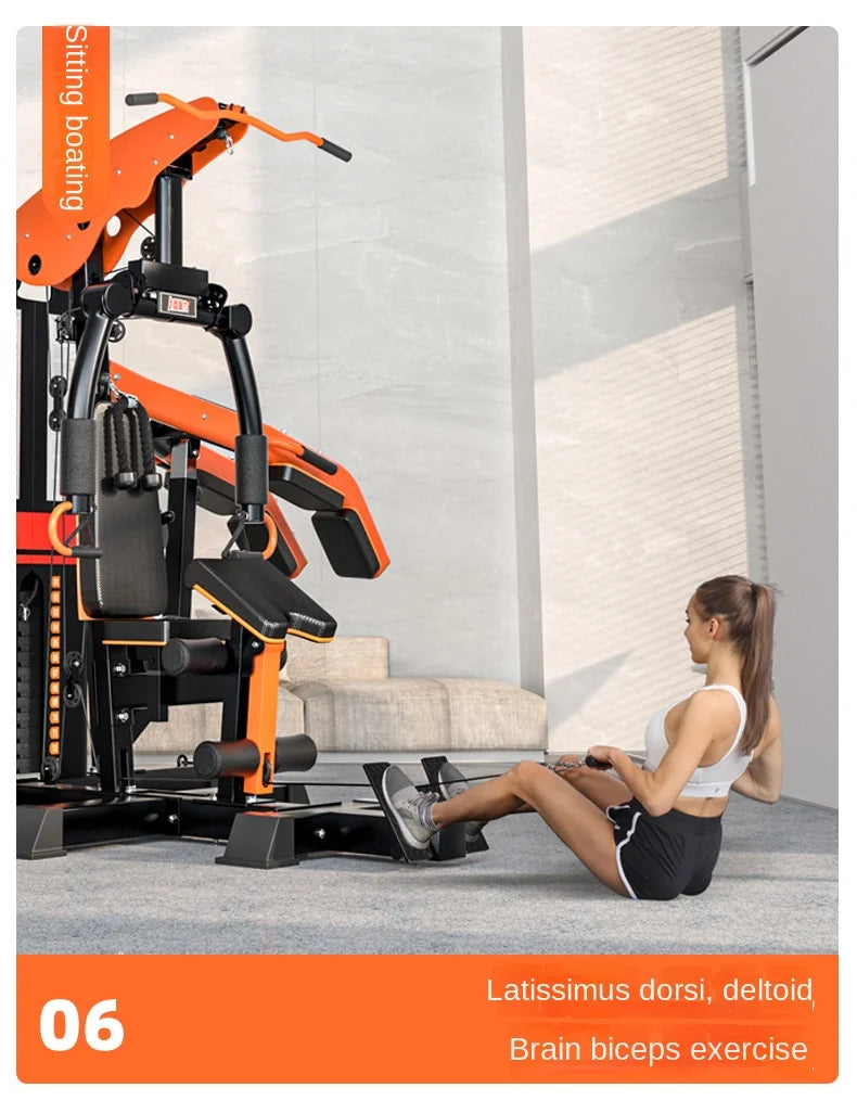 Heavy Duty 3 Station Functional Trainer Power Rack Cable Crossover Squat Rack Gym Machine